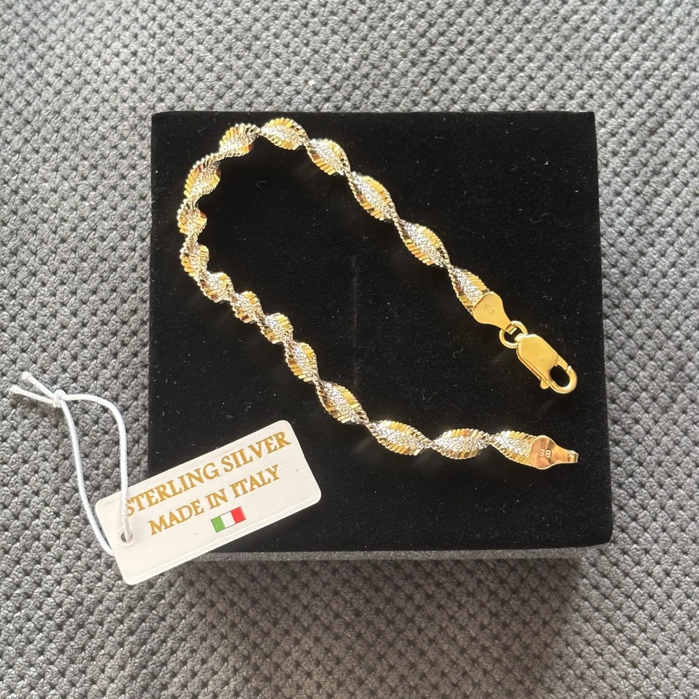Two-Tone Sterling Silver Bracelet made in Italy FREE SHIPPING